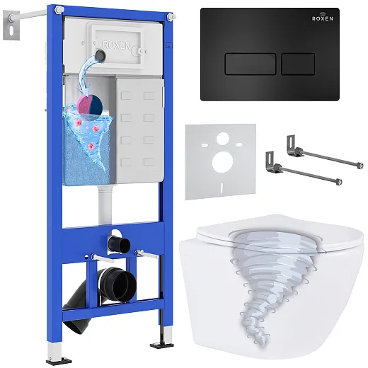 Комплект инсталляции с унитазом 6 в 1 Roxen StounFix Dual Fresh 968313 (состоит из: 710200, Caspia 410280B, 530205-01)