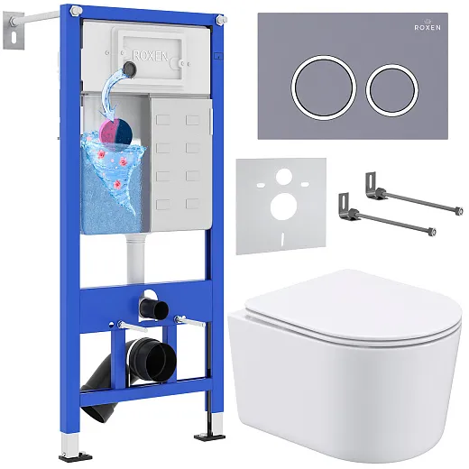 Комплект инсталляции с унитазом 6 в 1 Roxen StounFix Dual Fresh 966133 (состоит из: 710200, Santi 410260DG, 530120-01)