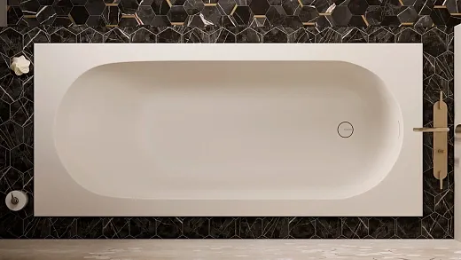Ванна Salini Лофо UM12323, 180 х 80 см, из искусственного камня Солид Серфейс/Solid Surface, сифон, донный клапан, ножки, цвет белый матовый