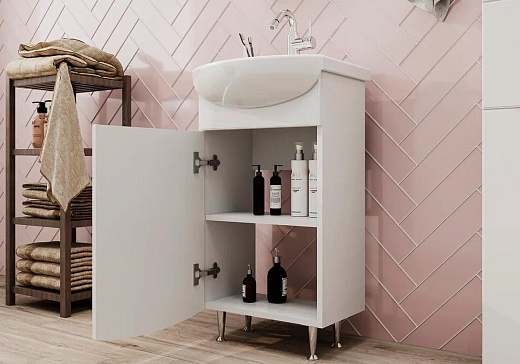 Тумба напольная под умывальник Volna Adel 45.1D белый глянец