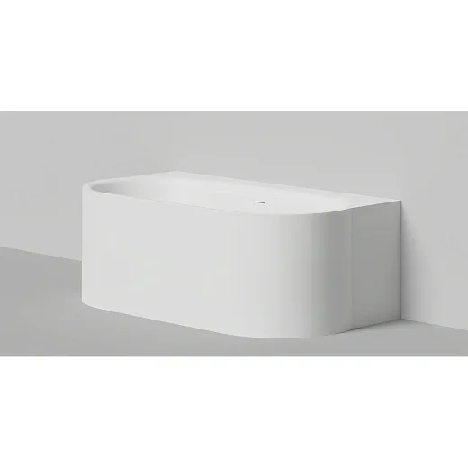 Ванна Salini Perla 1049204MF, 170 х 90 см, из искусственного камня S-Stone, с донным клапаном, цвет белый матовый, покраска по RAL полностью