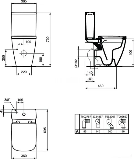 Напольный унитаз Ideal Standard i.life S, с бачком и сиденьем Soft-close, Open-Back