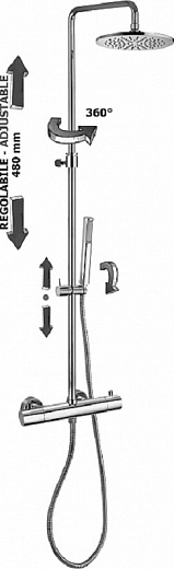Душевая колонна Paffoni Birillo Mini ZCOL638LIQCR с термостатическим смесителем для душа