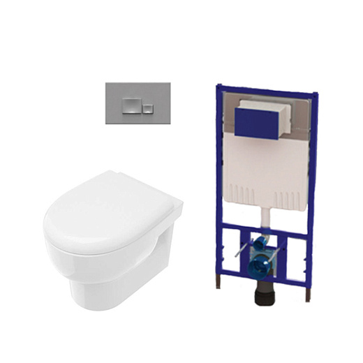 Комплект AVIS-IS-1 6 в 1 с инсталляцией ISVEA и унитазом Deante Avis кнопка матовый хром