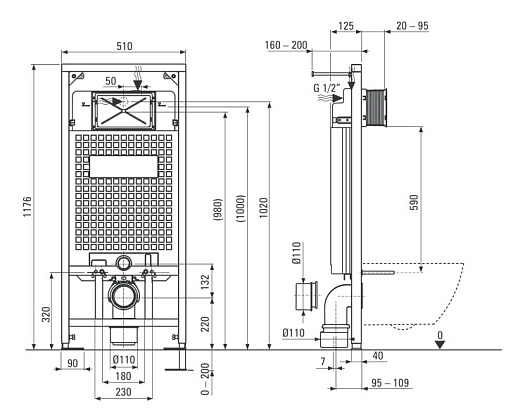 Комплект 6 в 1 Deante Anemon Zero с инсталляцией, унитазом и белой клавишей
