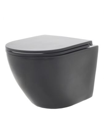AQM2002MB Унитаз подвесной AQUAme с сиденьем SoftClose, технология смыва Rimless, скрыт. крепеж. Черный мат