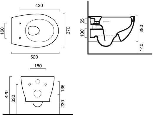 Унитаз Catalano Italy 0711520001 подвесной   белый