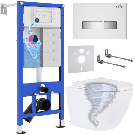 Комплект инсталляции с унитазом 6 в 1 Roxen StounFix Dual Fresh 968395 (состоит из: 710200, Glass 430280W, 530205-01) Комплект инсталляции с унитазом 6 в 1 Roxen StounFix Dual Fresh 968395 (состоит из: 710200, Glass 430280W, 530205-01)