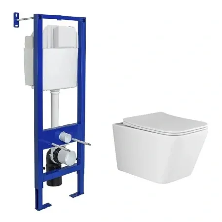 Инсталляция Berges Atom, с безободковым унитазом Ceramicanova Metric Rimless, сиденье микролифт, 040330/CN3007
