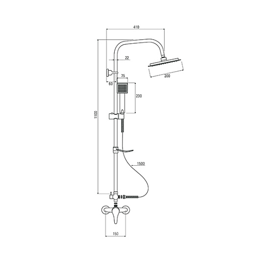 Душевая стойка со смесителем для душа Deante NEO Joko Square