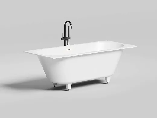 Ванна Salini Ornella Axis Kit 103521MF, 180 х 80 см, из искусственного камня S-Stone, цвет белый матовый, покраска по RAL полностью