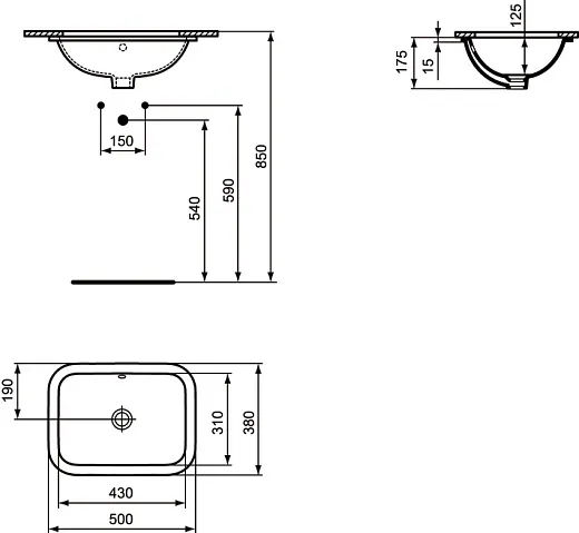 Встраиваемый умывальник Ideal Standard CONNECT 50х38 E505801