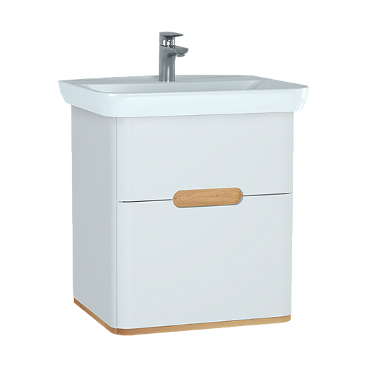 Тумба VitrA Sento с раковиной, с 2 ящиками, 65 см, с LED подсветкой, цвет матовый белый (ножки 61069 заказываются отдельно) 60822 Тумба VitrA Sento с раковиной, с 2 ящиками, 65 см, с LED подсветкой, цвет матовый белый (ножки 61069 заказываются отдельно) 60822