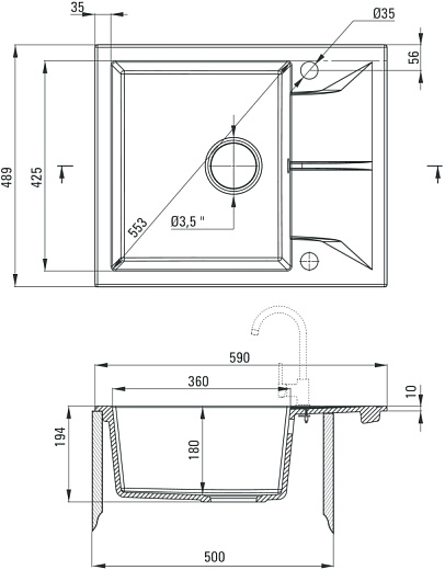 Кухонная мойка Deante Andante ZQN_511A 59x49 бежевый