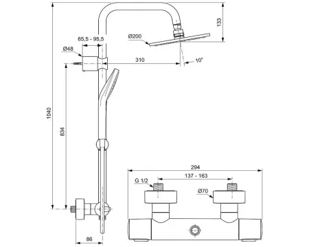 Душевая система Ideal Standard Idealrain Soft Evo A6983AA