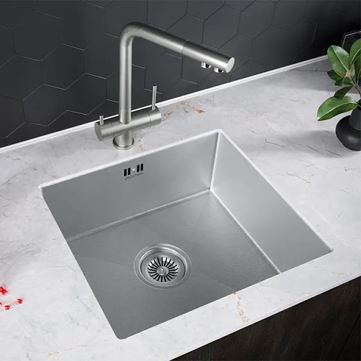 Кухонная мойка PAULMARK VISTA 44, PM304444-BS (стальной/брашированная сталь)