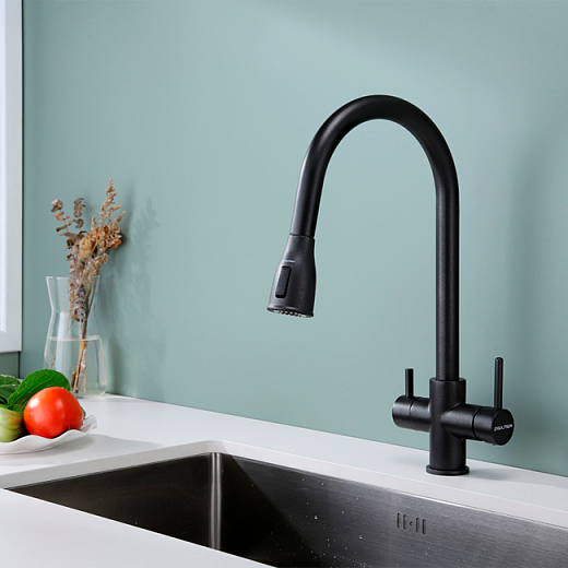 Смеситель PAULMARK LANGE La214212-418 (черный/черный металлик) Смеситель PAULMARK LANGE La214212-418 (черный/черный металлик)