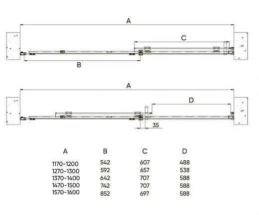 Душевая дверь Veconi Vianno VN-70GR 120x195 прозрачные стекла / профиль брашированный графит