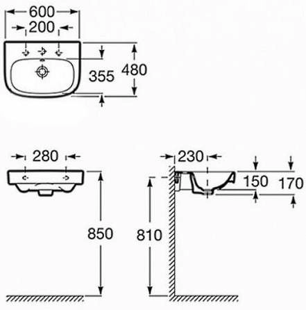 Раковина Roca Debba 32799400Y, 60x48 см Раковина Roca Debba 32799400Y, 60x48 см