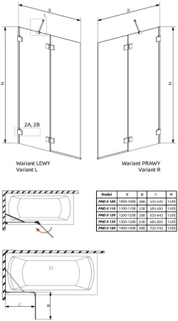 Шторка на ванну Radaway Essenza Pro Black PND II 100 L (прозрачное/черный) Шторка на ванну Radaway Essenza Pro Black PND II 100 L (прозрачное/черный)