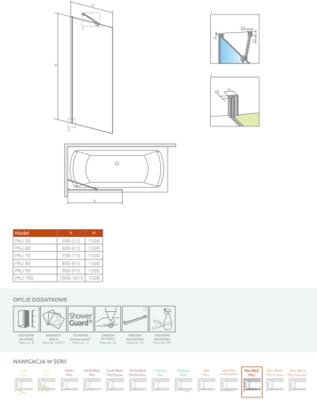 Шторка на ванну Radaway Idea Black PNJ 60 (прозрачное) Шторка на ванну Radaway Idea Black PNJ 60 (прозрачное)