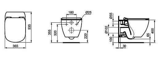 Унитаз подвесной Ideal Standard Tesi Aquablade T007901 с сиденьем Soft-Close T352701 Унитаз подвесной Ideal Standard Tesi Aquablade T007901 с сиденьем Soft-Close T352701