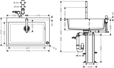 Кухонная комбинация Hansgrohe 660, C51-F660-07, смеситель хром Кухонная комбинация Hansgrohe 660, C51-F660-07, смеситель хром